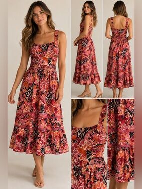 We’re All Pretty Girls (W.A.P.G) Madrid Dress Rust Floral Dress Size M NWT
